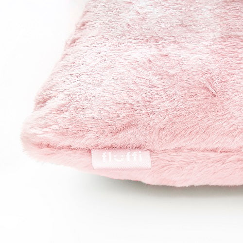 Super soft faux fur cushion pink