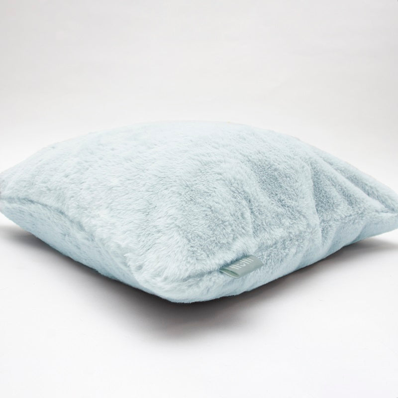 Super soft faux fur cushion blue
