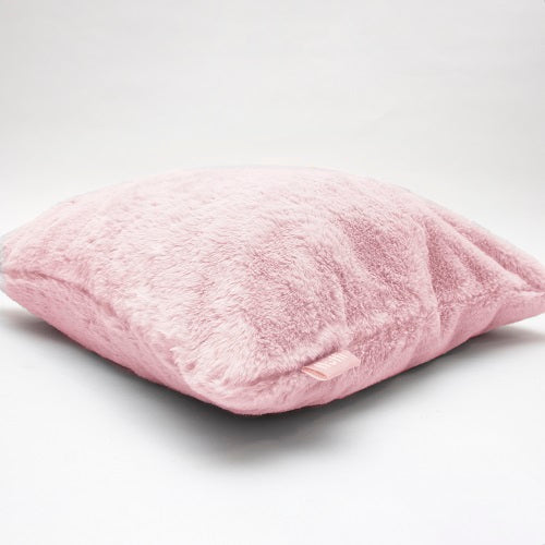 Super soft faux fur cushion pink